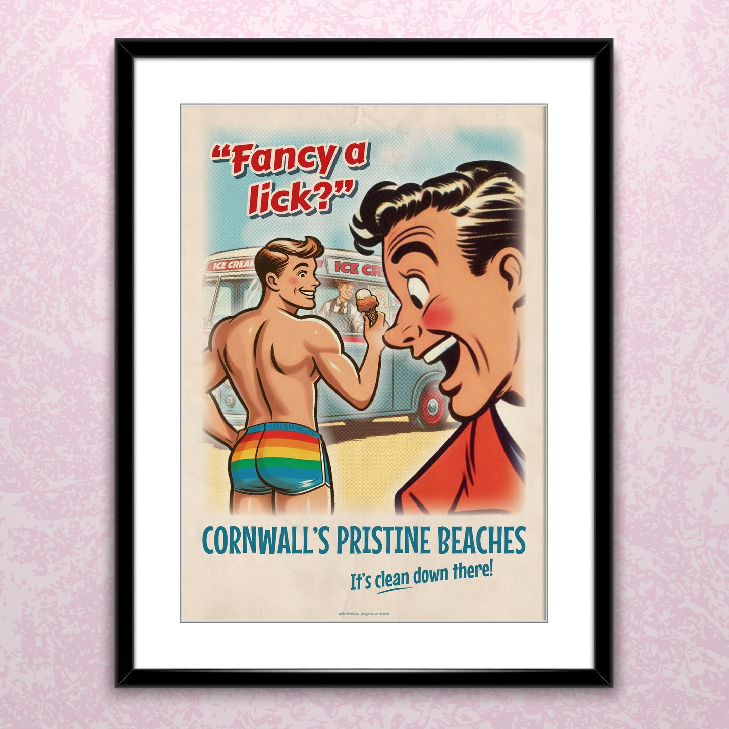Gay retro travel poster print: Fancy A Lick?