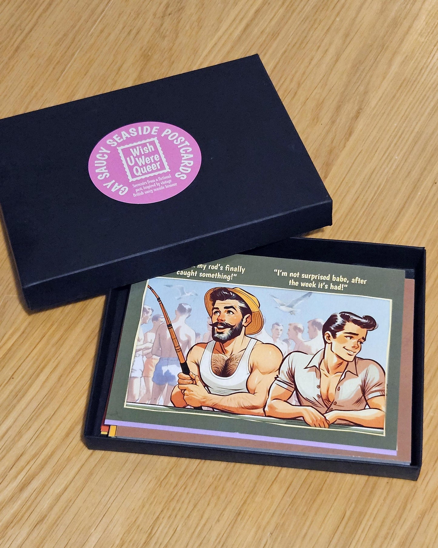Retro Gay Postcards Gift Collection: Saucy Seaside Humour Box (42 cards)