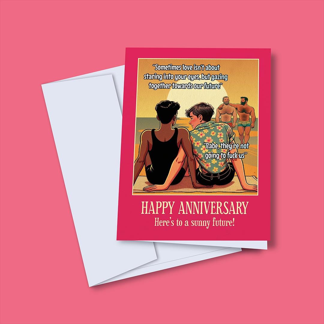 Funny Gay Anniversary Card: Sunny Future
