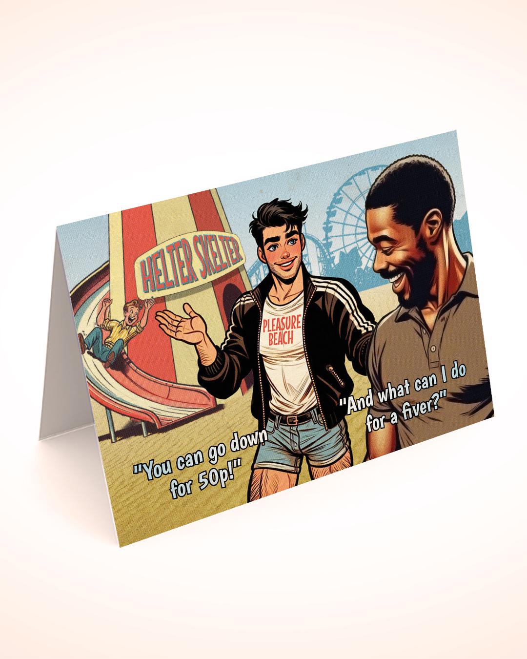 Funny Gay Greeting Card: Going Down