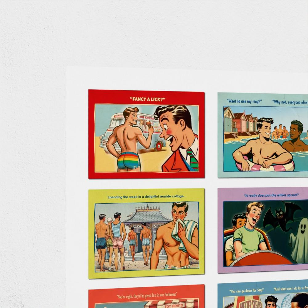 Saucy Gay Seaside Postcards giclée poster print