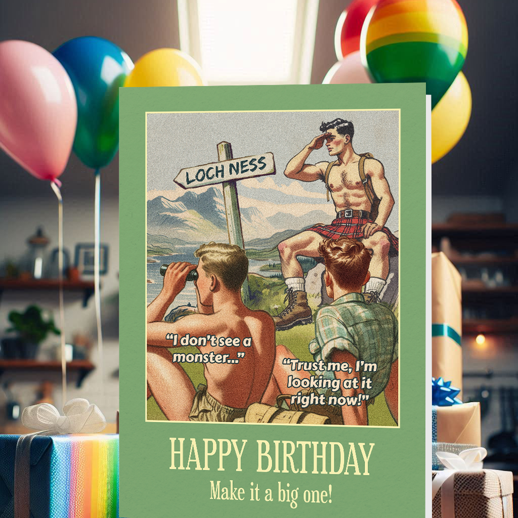 Funny gay birthday card: Monster