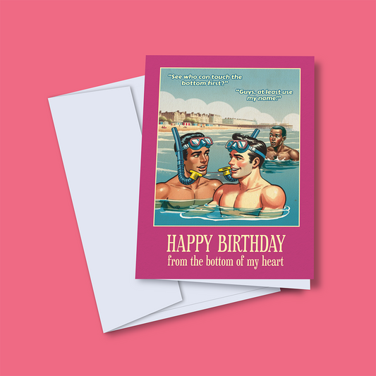 Funny Gay Birthday Card: Touch the Bottom