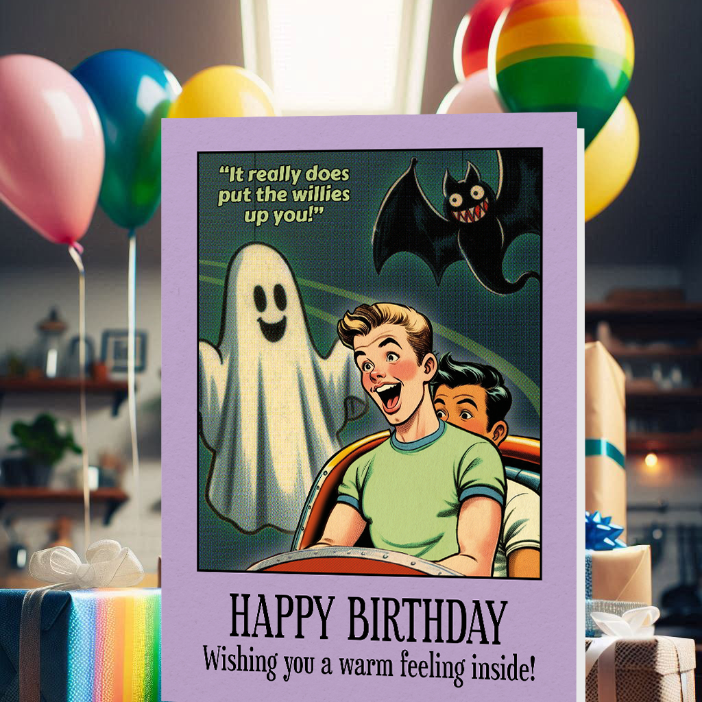 Funny Gay Birthday Card: Willies