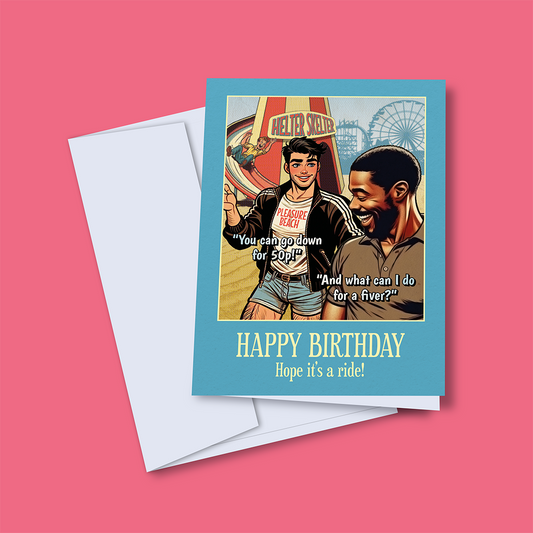 Funny Gay Birthday Card: Going Down