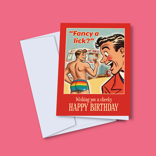 Funny Gay Birthday Card: Ice-cream