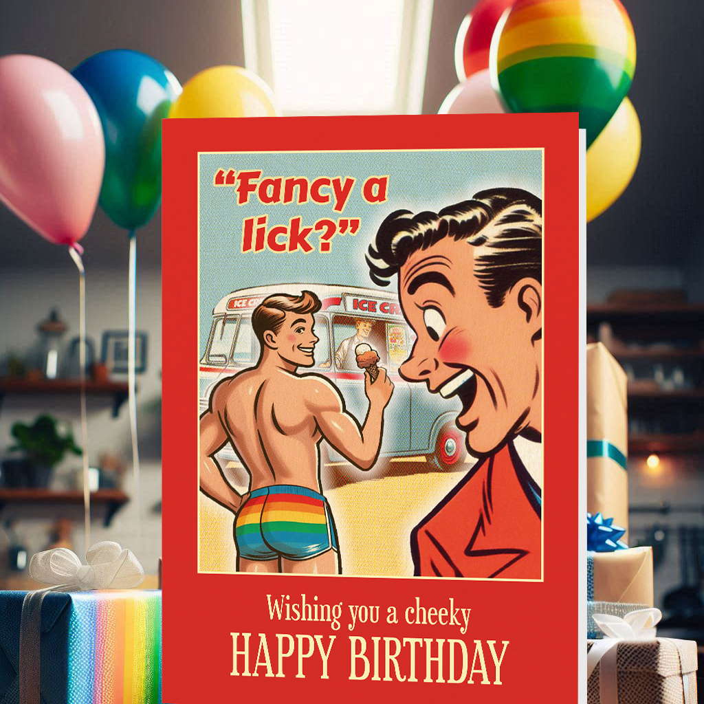 Funny Gay Birthday Card: Ice-cream