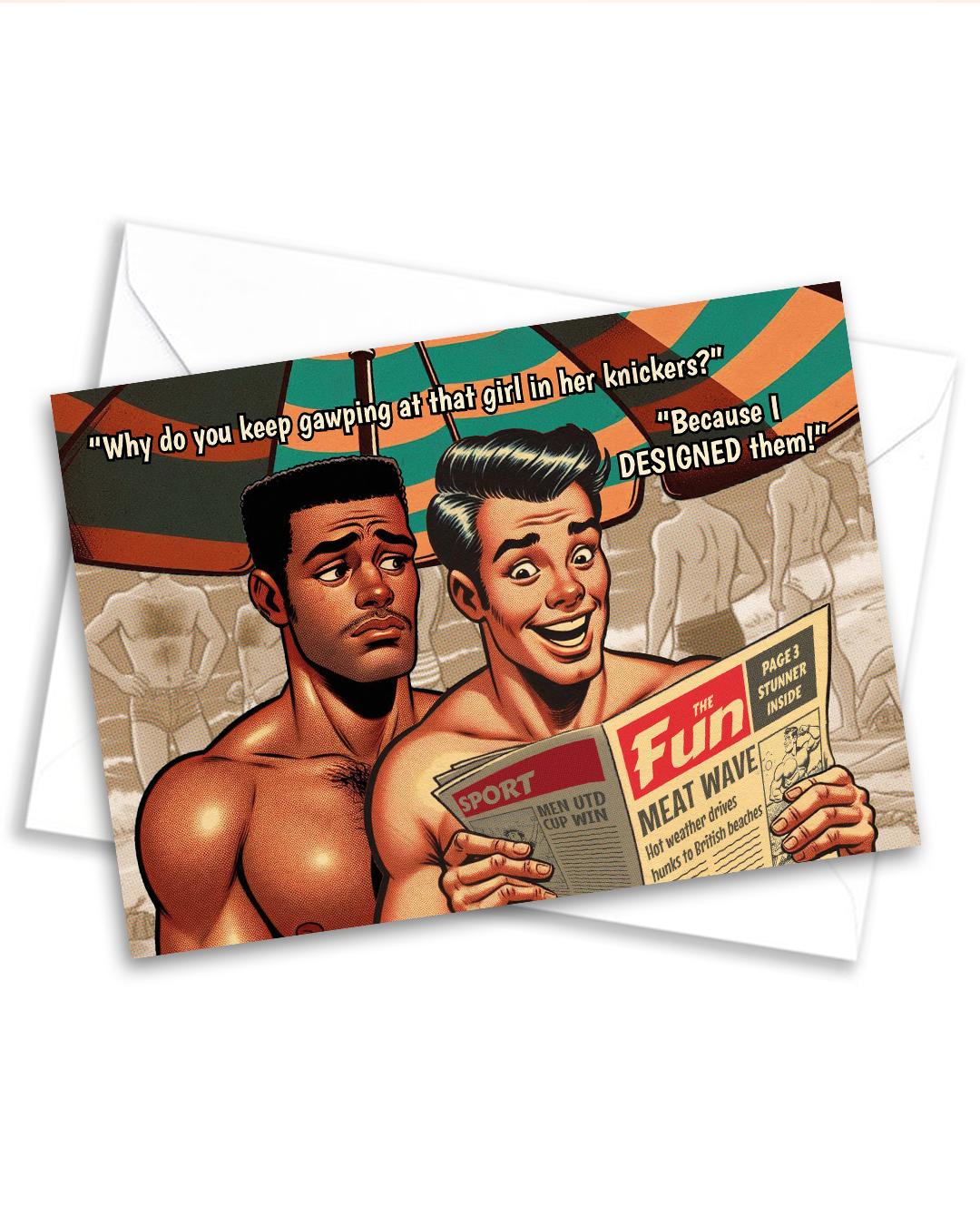 Funny Gay Greeting Card: Gawp