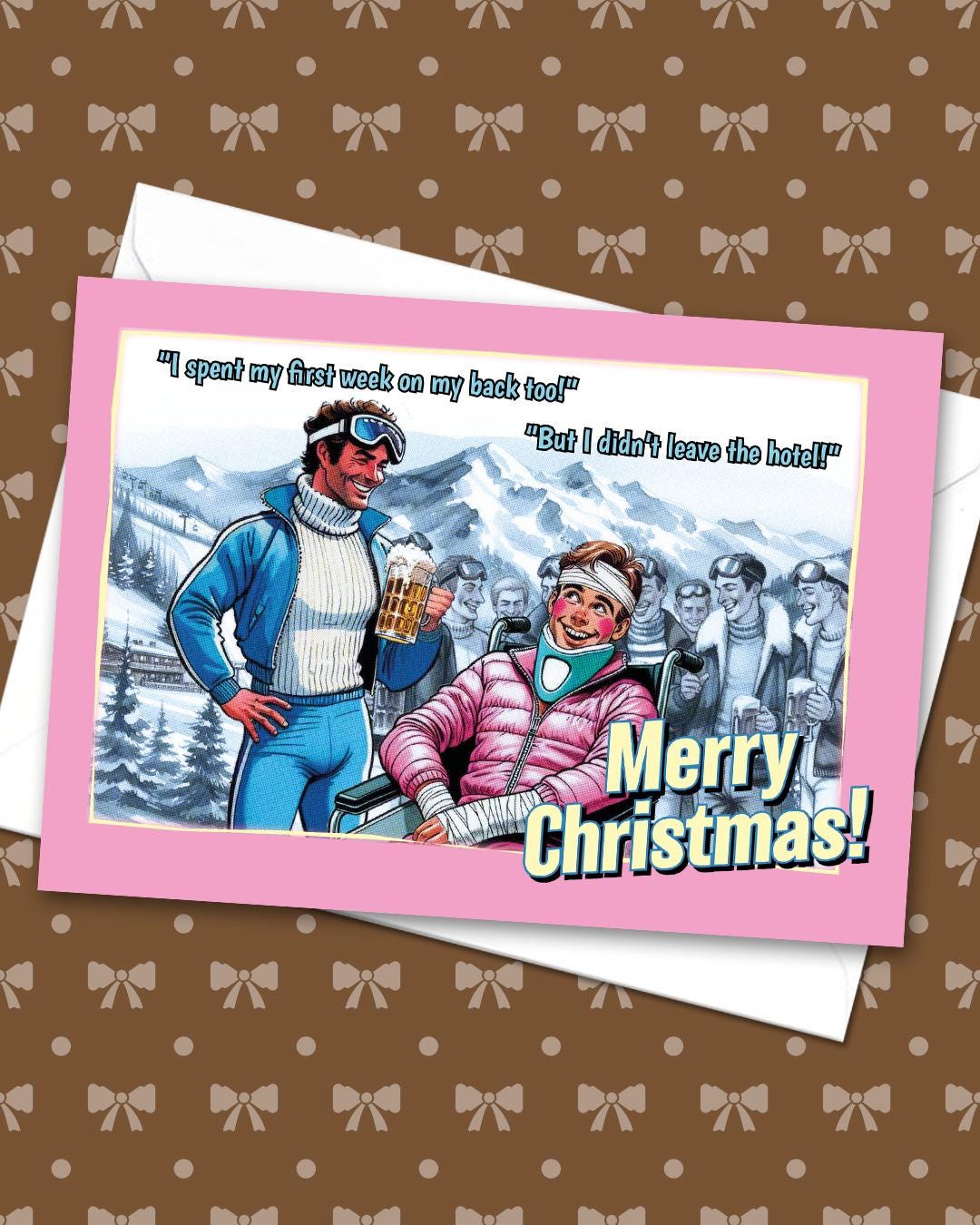 Pack of funny gay Christmas cards: Apres-Ski