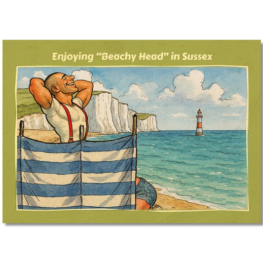 Funny Gay Art Postcard: Beachy Head