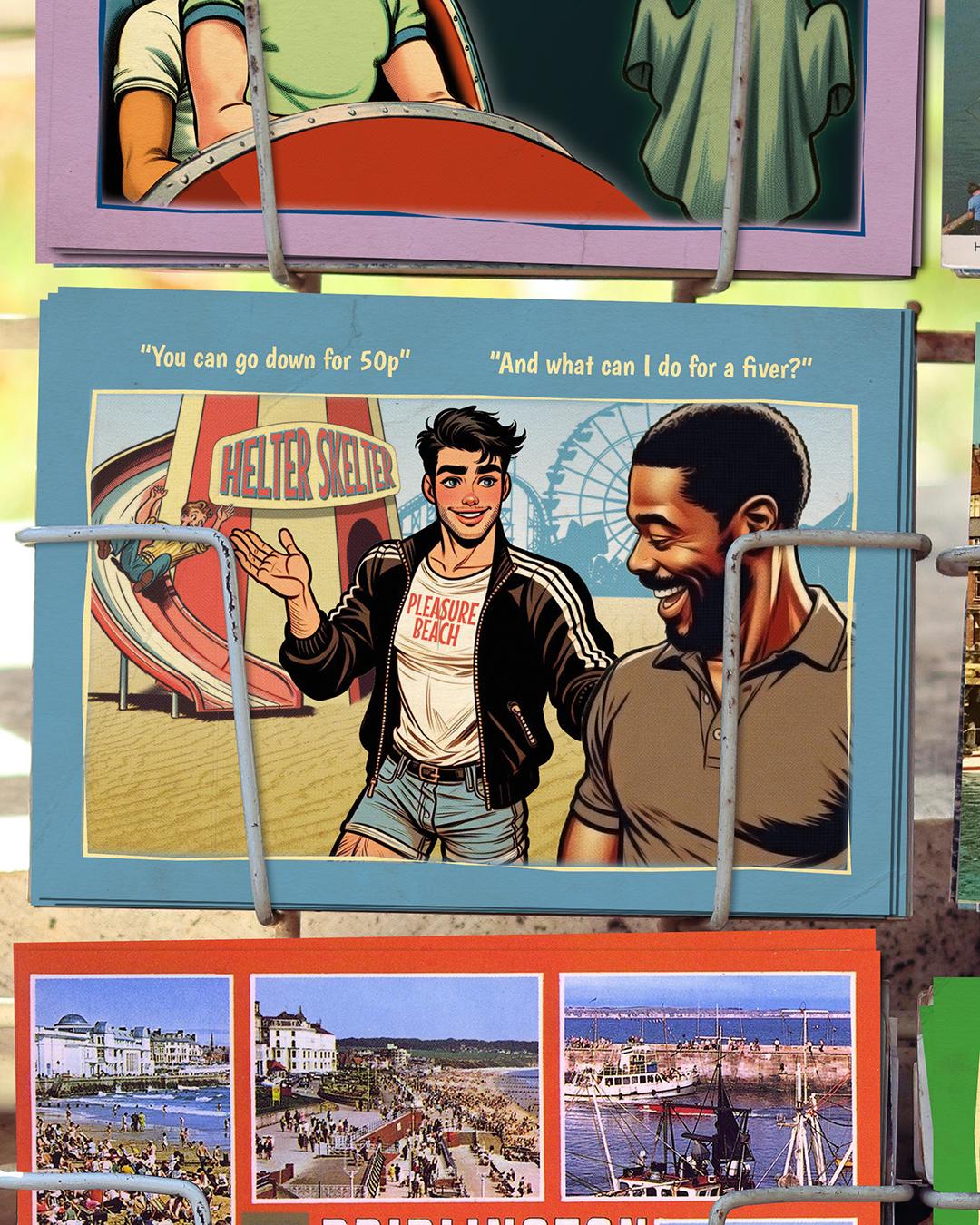 Gay Art Postcard: Going Down
