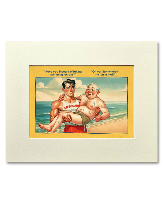 Gay art print, mounted: Lifeguard