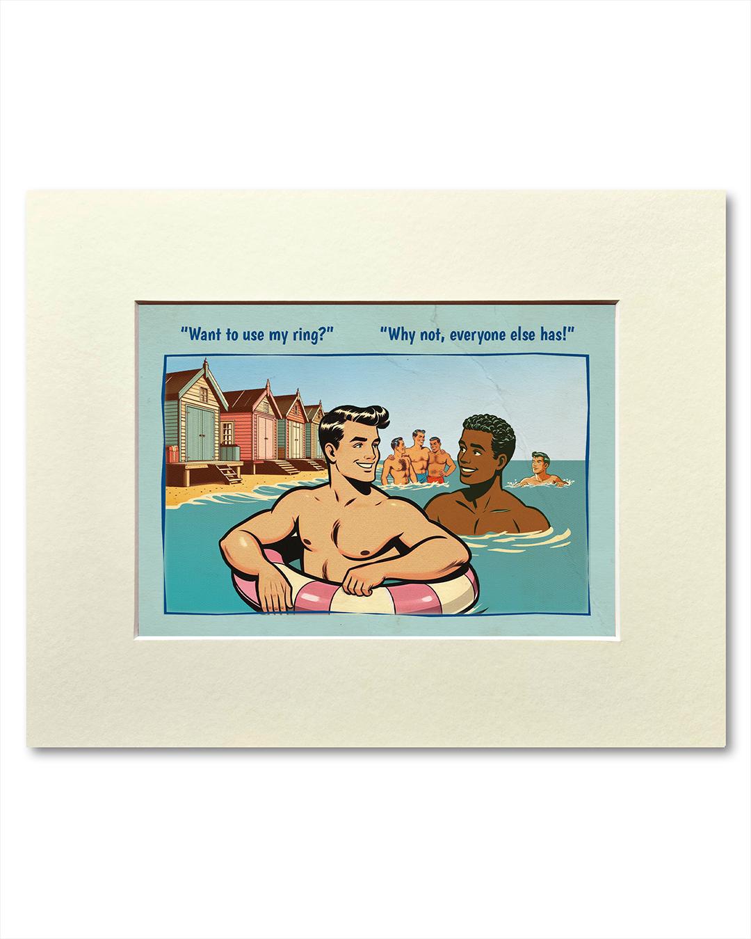 Gay art print, mounted: Ring