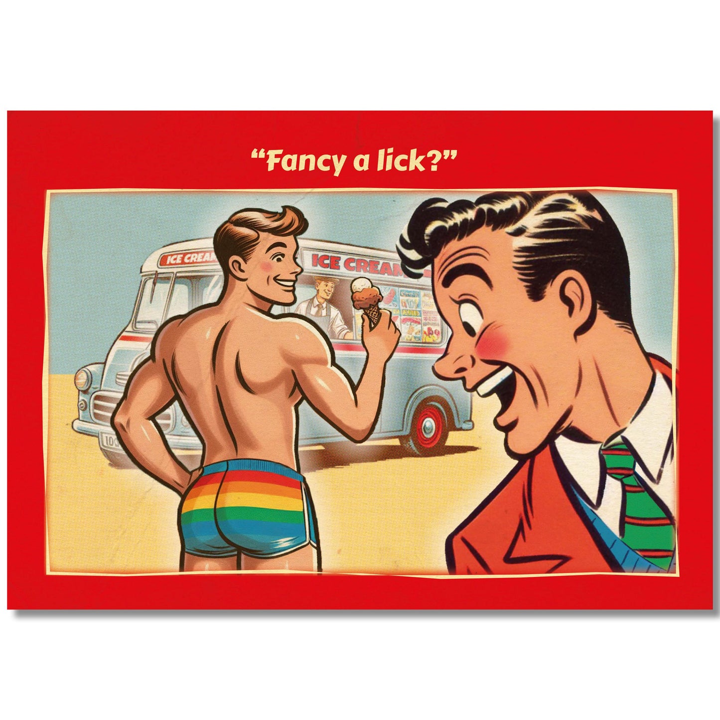 Gay Art Postcard: Fancy a Lick?