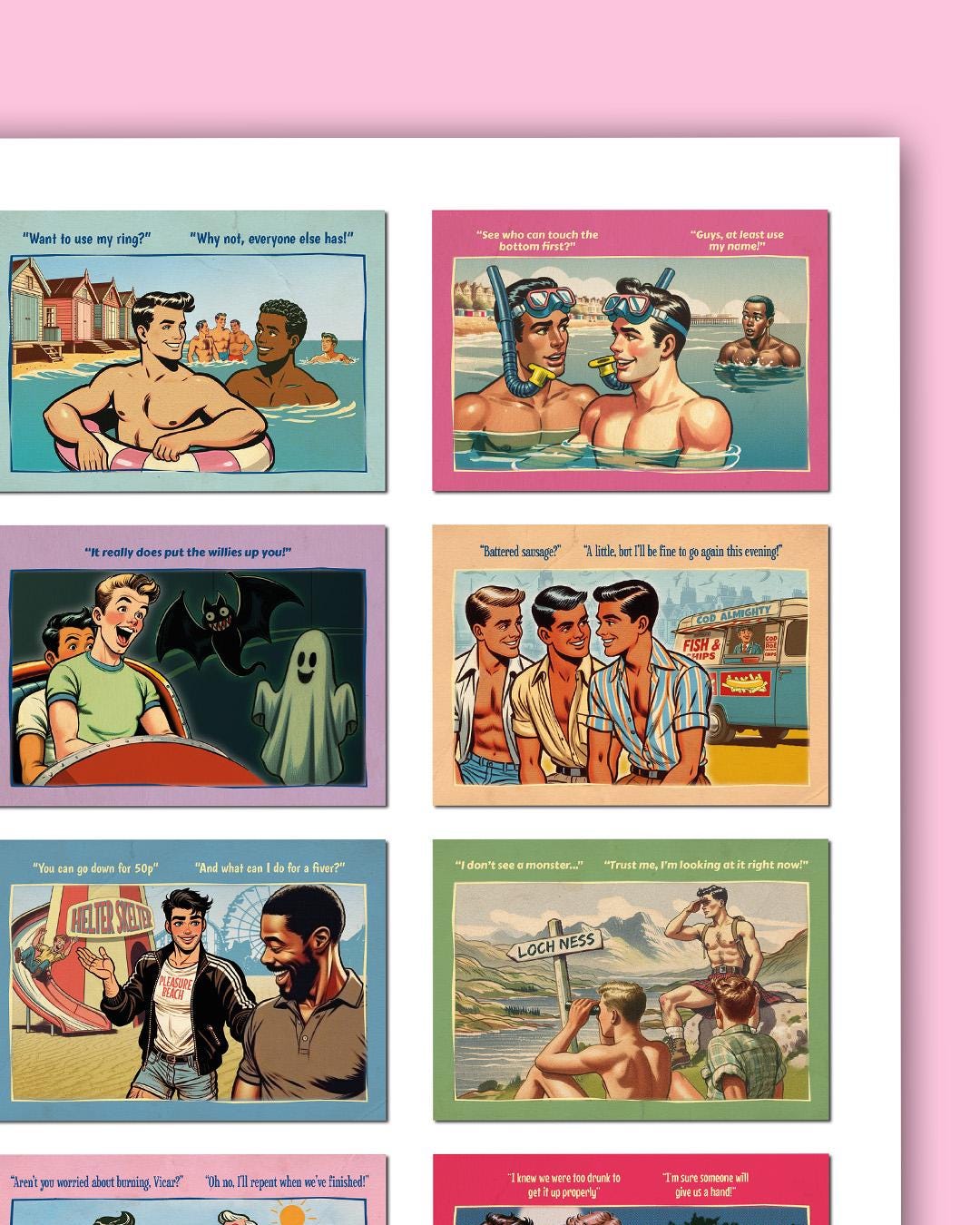 Saucy Gay Seaside Postcards giclée poster print