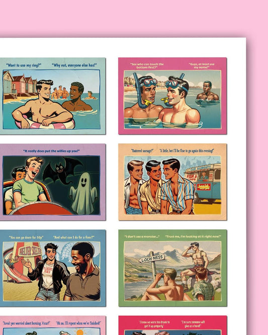 Saucy Gay Seaside Postcards giclée poster print