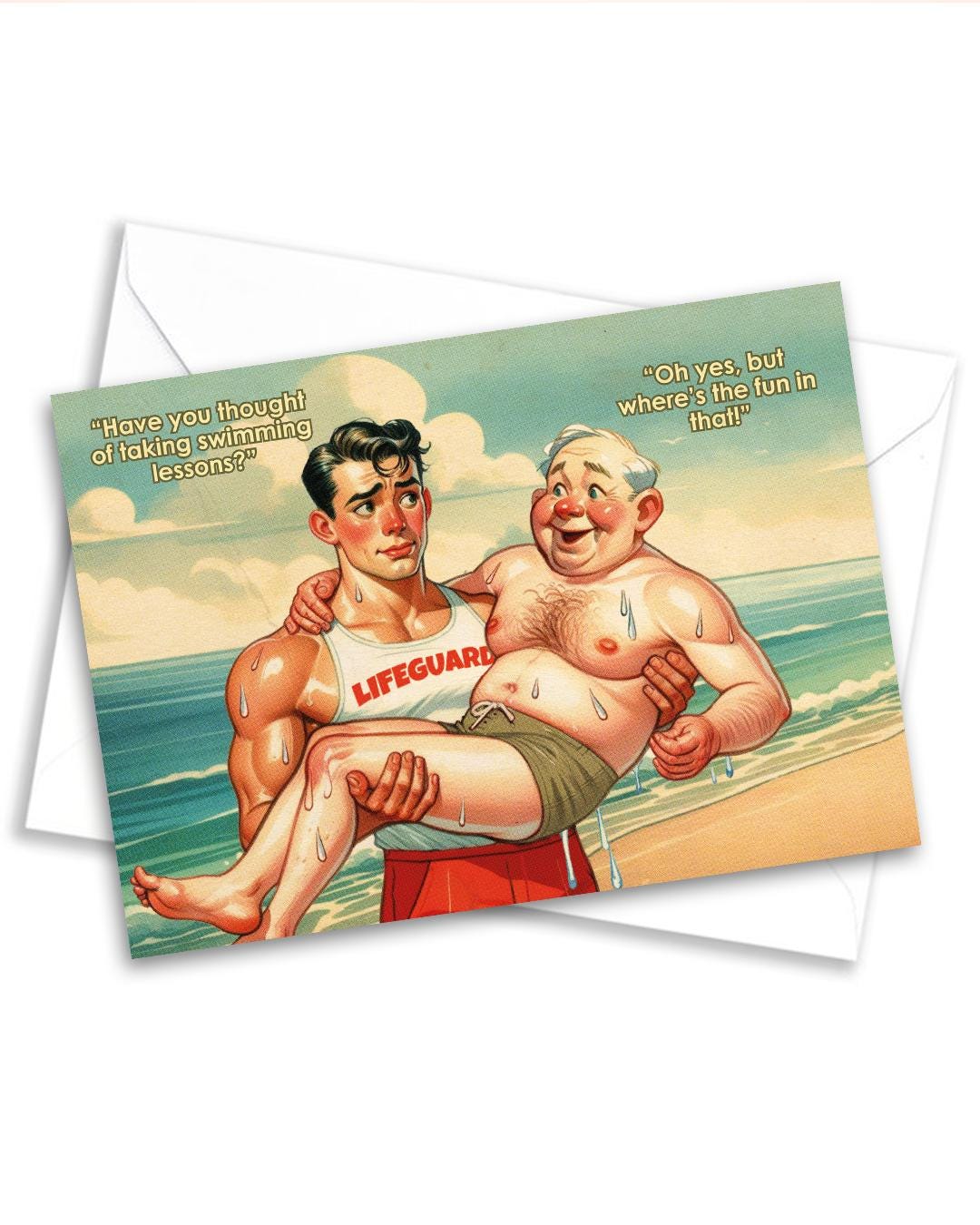 Funny Gay Greeting Card: Sexy Lifeguard