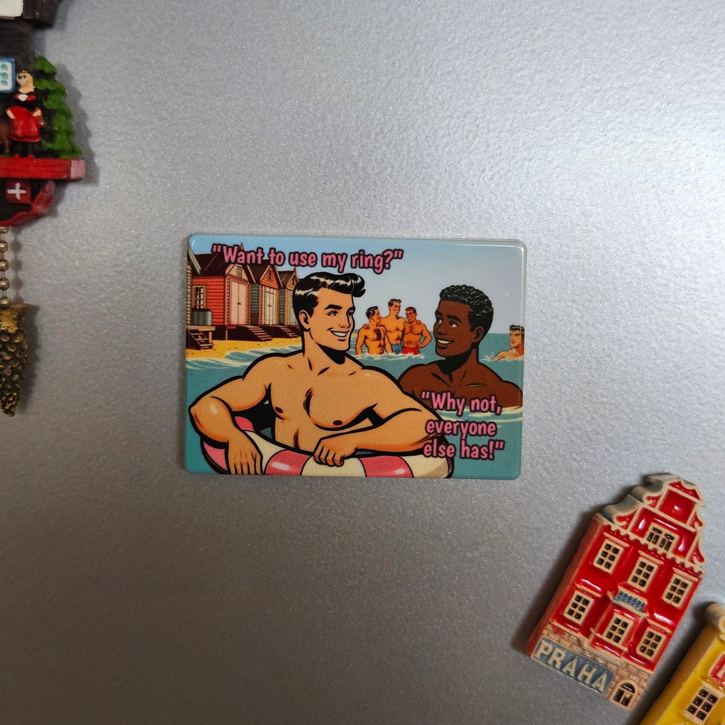 Gay retro fridge magnet: Ring