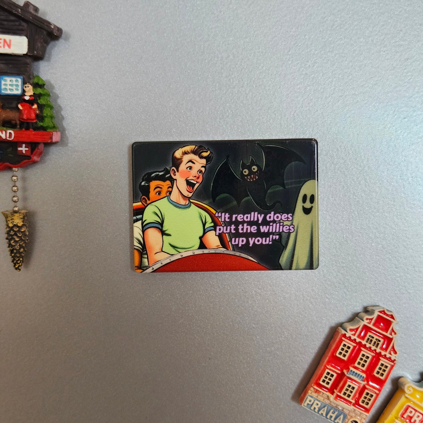 Gay retro fridge magnet: Willies