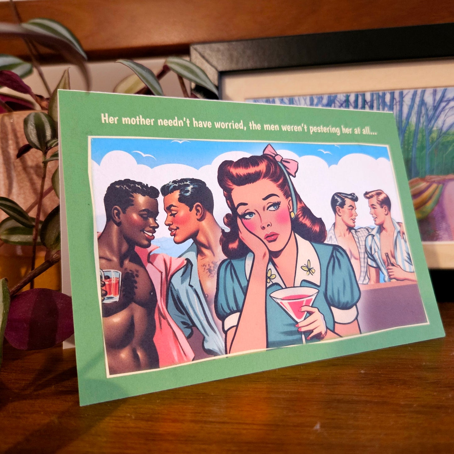 Set of 6 gay notecards/greeting cards inspired by vintage seaside humour. Set B