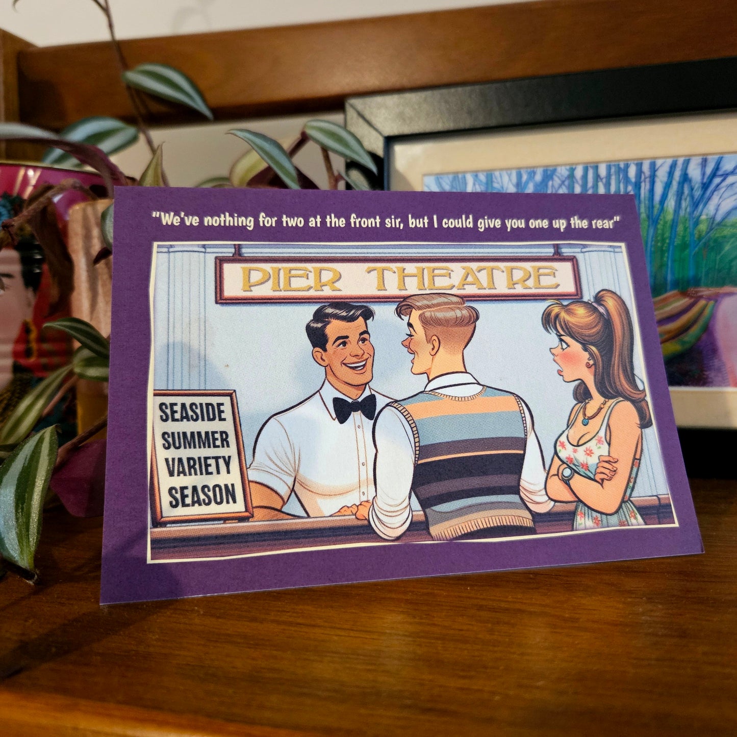 Set of 6 gay notecards/greeting cards inspired by vintage seaside humour. Set B