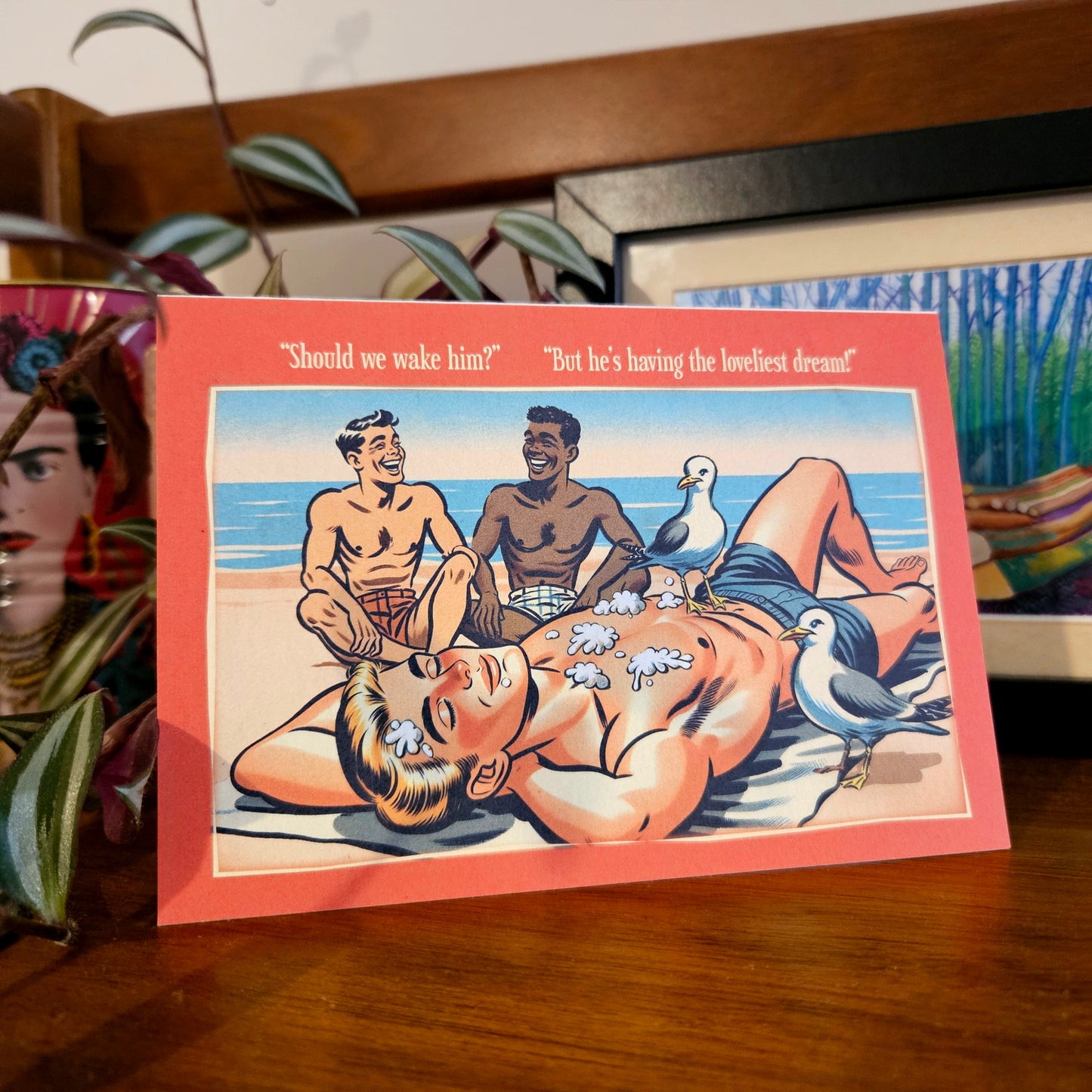 Set of 6 gay notecards/greeting cards inspired by vintage seaside humour. Set B