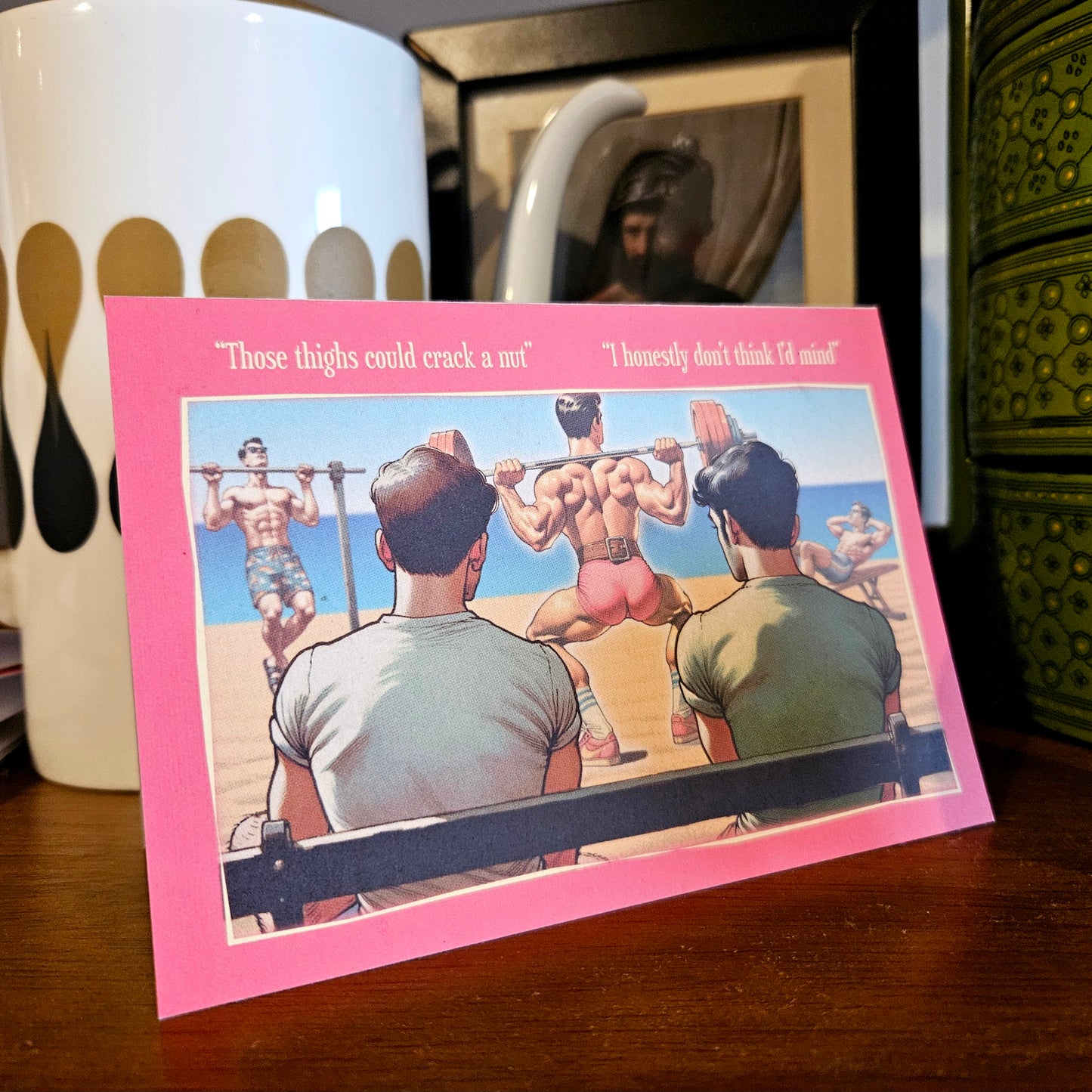 Set of 6 gay notecards/greeting cards inspired by vintage seaside humour. Set C