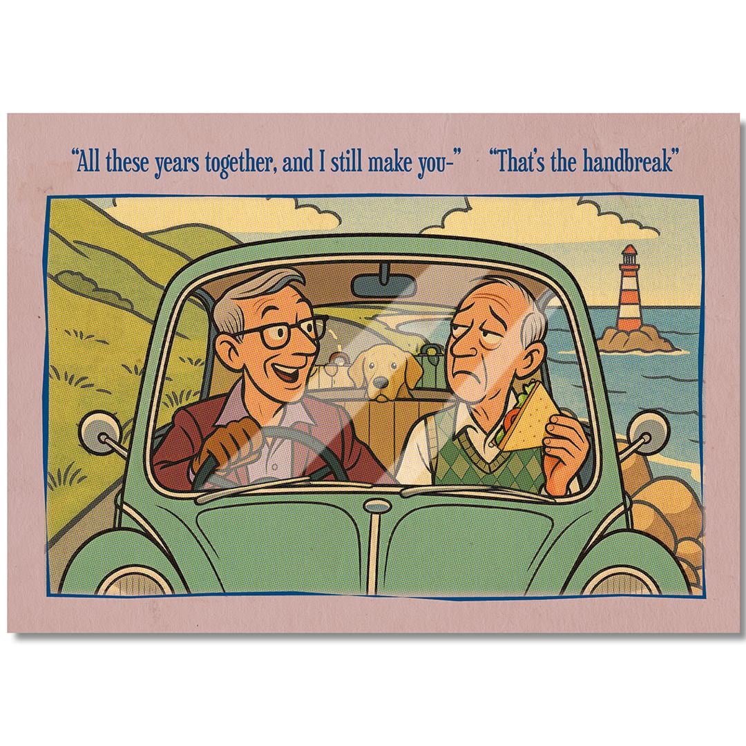 Funny Gay Art Postcard: Handbreak