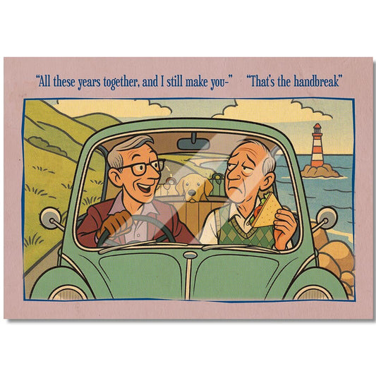 Funny Gay Art Postcard: Handbreak
