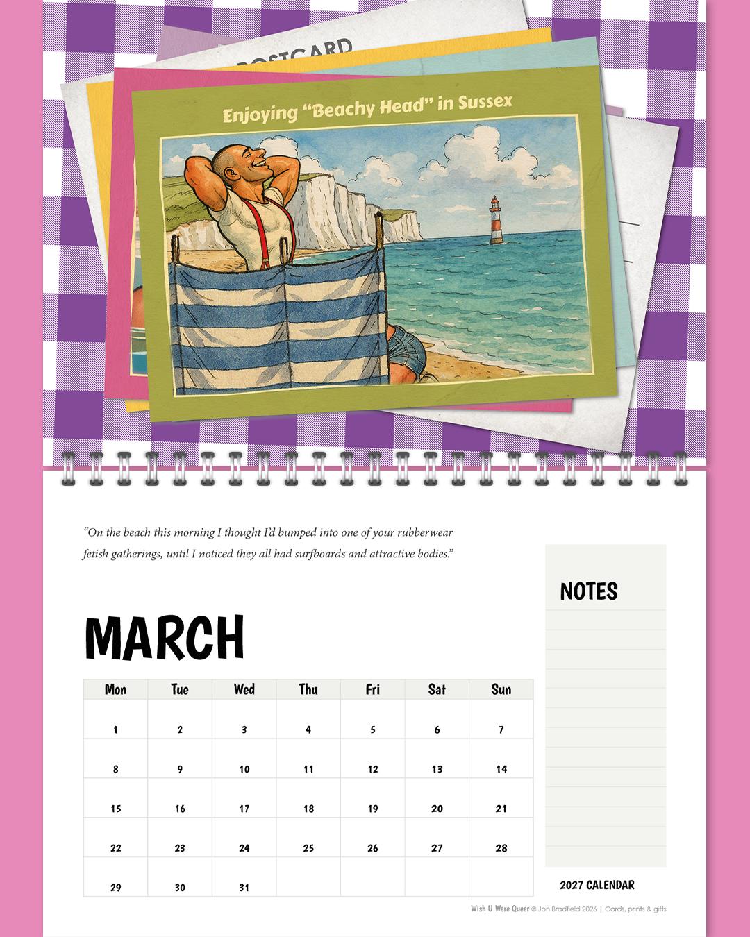 Funny gay calendar 2027: Saucy Seaside Postcards