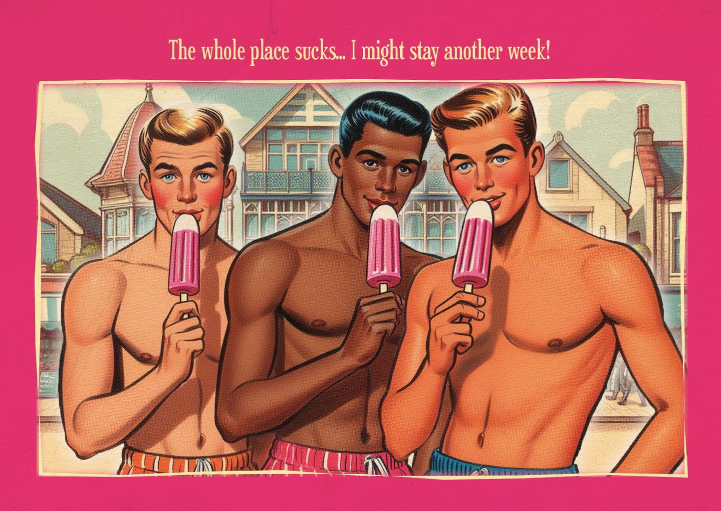Gay art print, mounted: Sucks