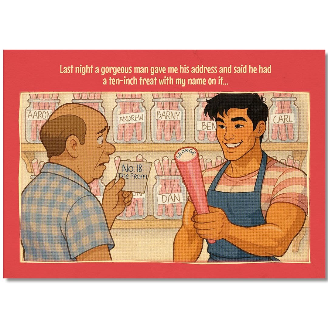 Funny Gay Art Postcard: Rock