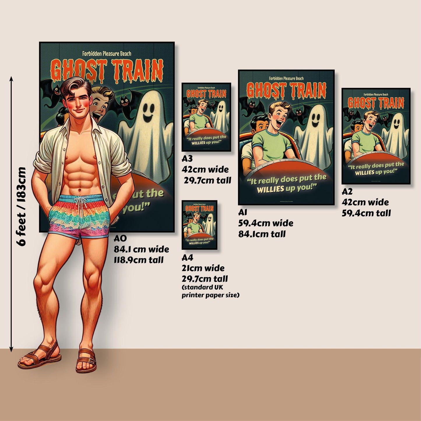 Gay retro travel poster print: Willies