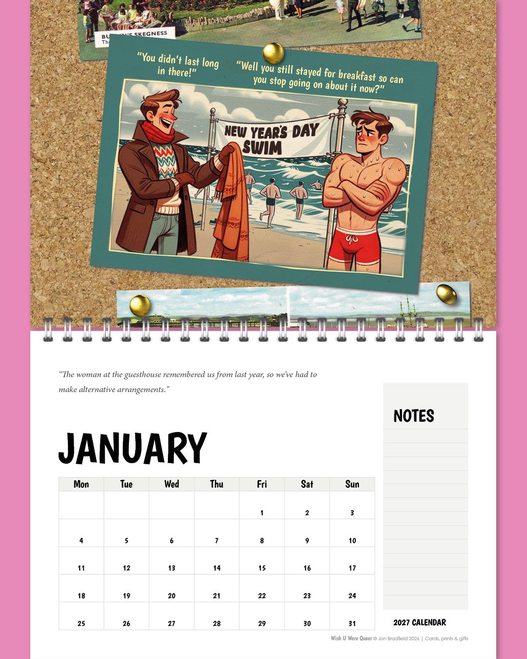Funny gay calendar 2027: Saucy Seaside Postcards