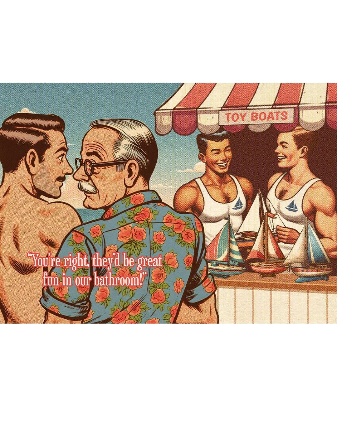 Funny Gay Greeting Card: Bathroom Fun