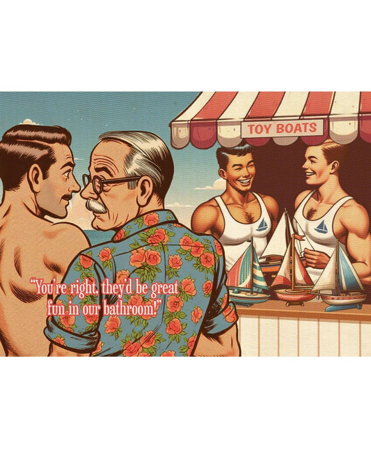 Funny Gay Greeting Card: Bathroom Fun