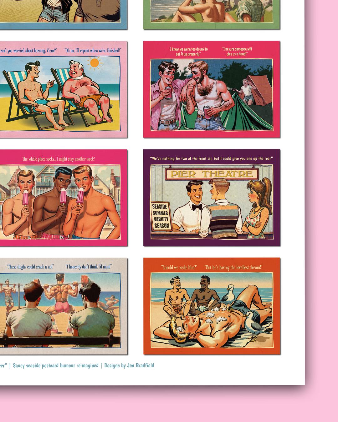 Saucy Gay Seaside Postcards giclée poster print