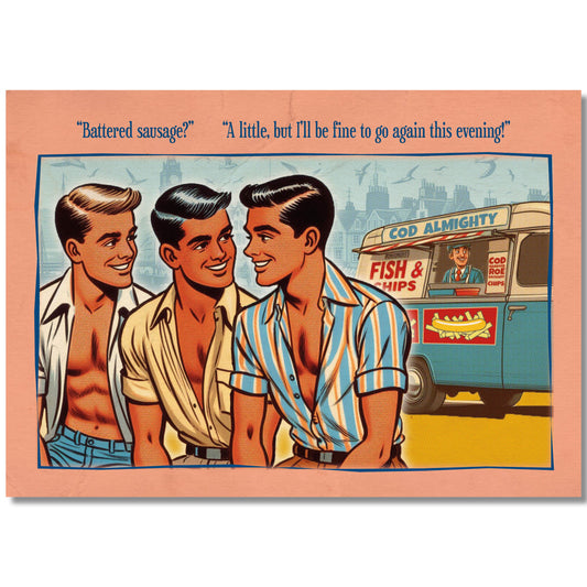Gay Art Postcard: Sausage