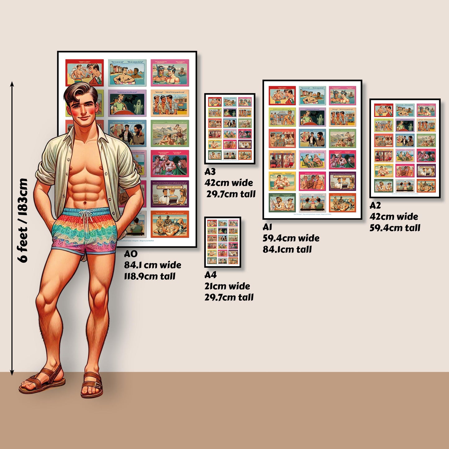 Saucy Gay Seaside Postcards giclée poster print