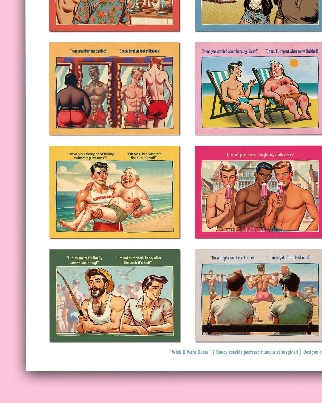 Saucy Gay Seaside Postcards giclée poster print