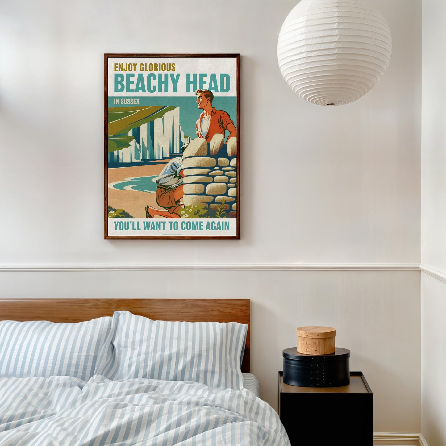 Gay retro travel poster print: Beachy Head