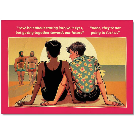 Funny Gay Art Postcard: Love isn't...