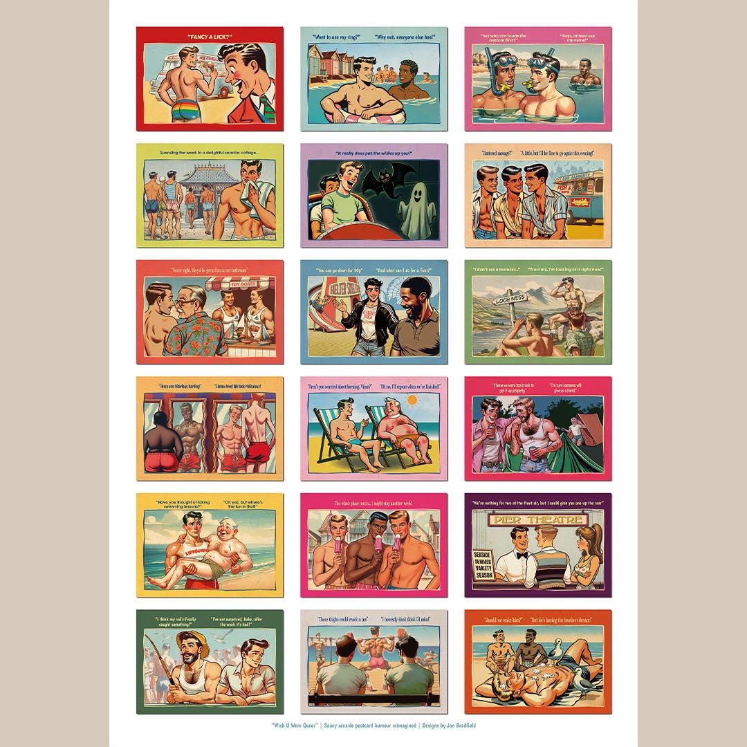 Saucy Gay Seaside Postcards giclée poster print