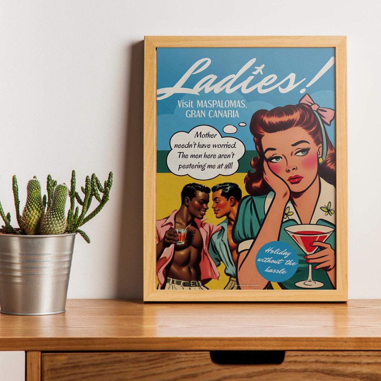 Gay retro travel poster print: Gran Canaria - Ladies (A4, A3, A2, A1, A0)