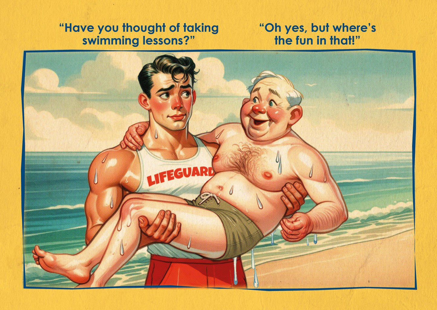 Gay art print, mounted: Lifeguard