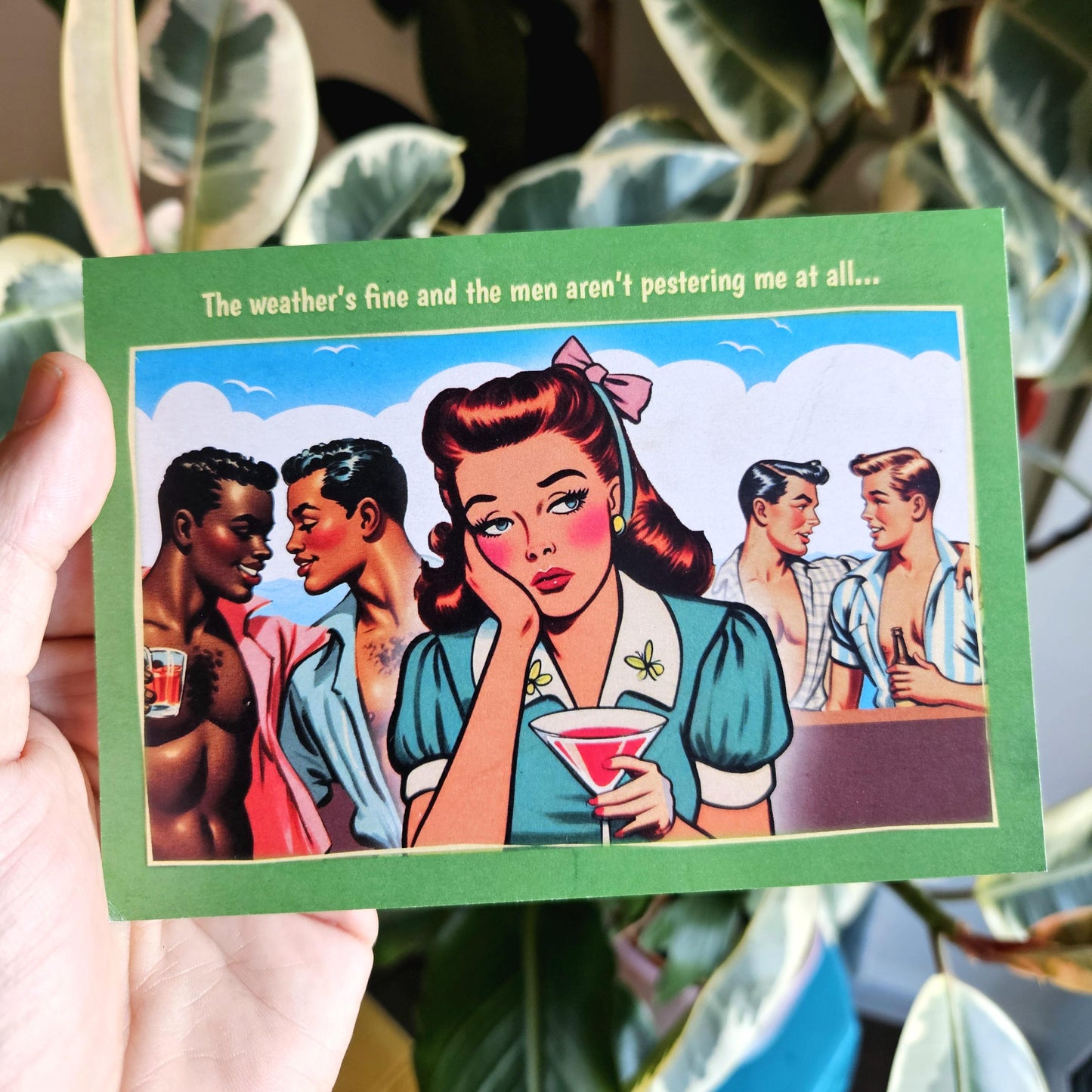 Gay Art Postcard: Weather's Fine