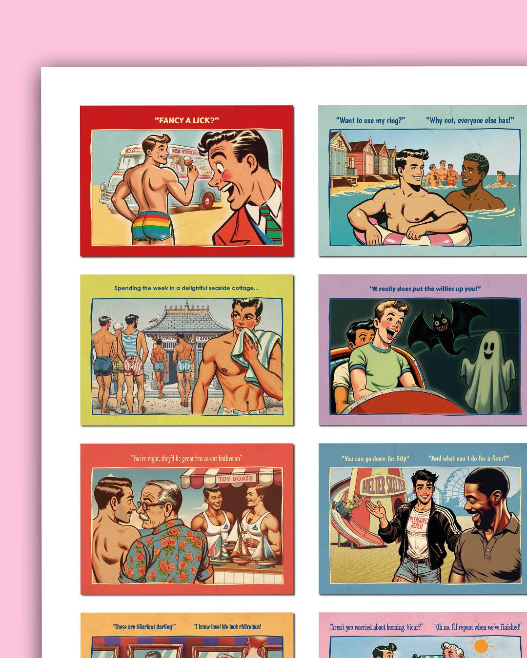 Saucy Gay Seaside Postcards giclée poster print