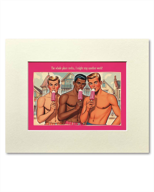 Gay art print, mounted: Sucks