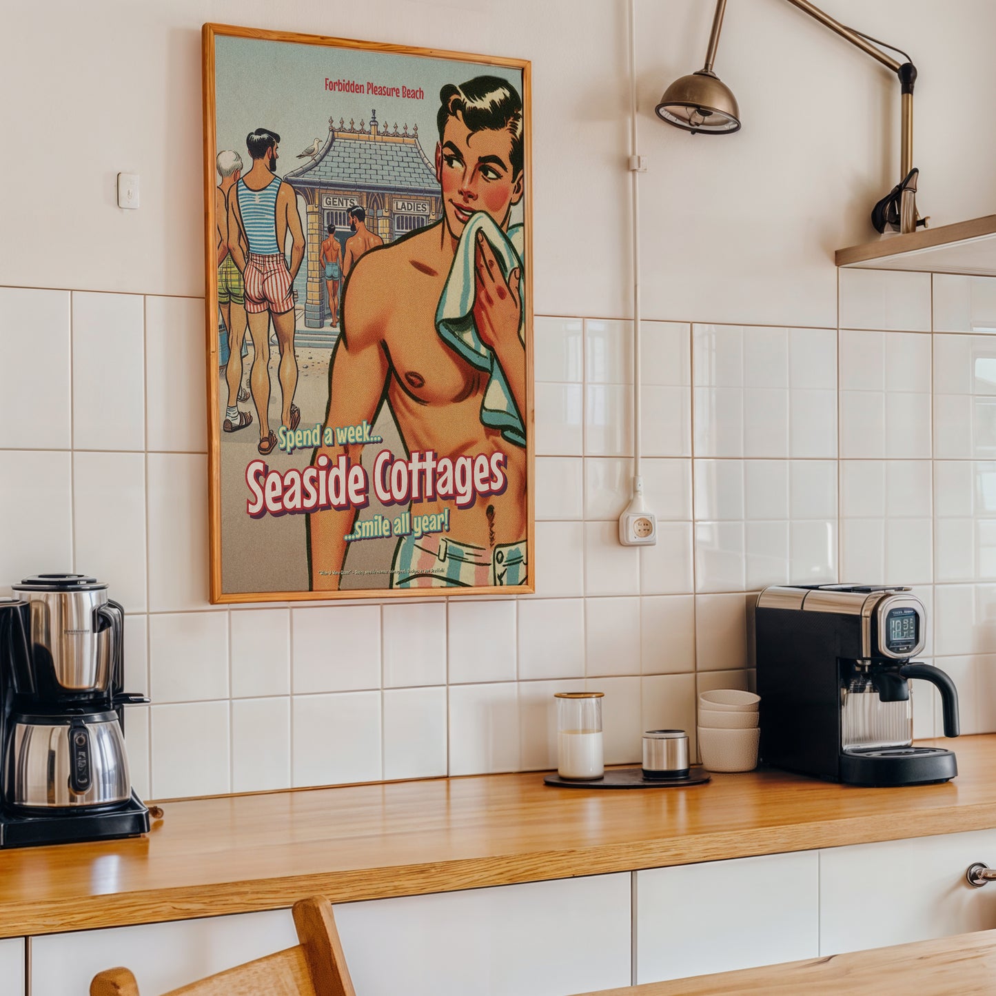 Gay retro giclée poster print: Seaside Cottage