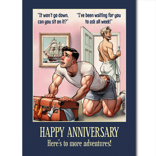 Funny Gay Anniversary Card: Sit On it